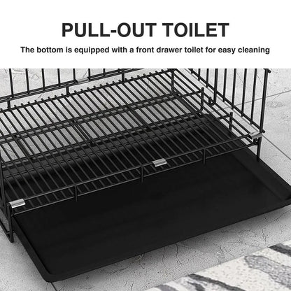 Metal Dog Crate Pet Cage with Divider for Puppies Cats Kennel Indoor Pet House - Small-Blue
