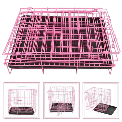 Metal Dog Crate Pet Cage with Divider for Puppies Cats Kennel Indoor Pet House - Small-Blue