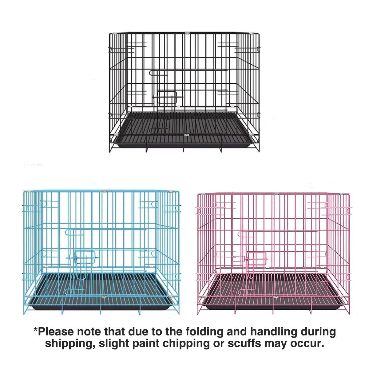 Metal Dog Crate Pet Cage with Divider for Puppies Cats Kennel Indoor Pet House - Small-Blue