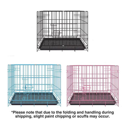 Metal Dog Crate Pet Cage with Divider for Puppies Cats Kennel Indoor Pet House - Small-Blue