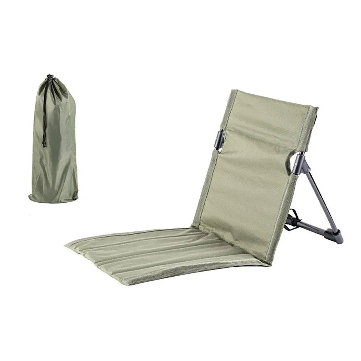 Folding Portable Camping Chair Lightweight Stool with Backrest Outdoor Bench - Green