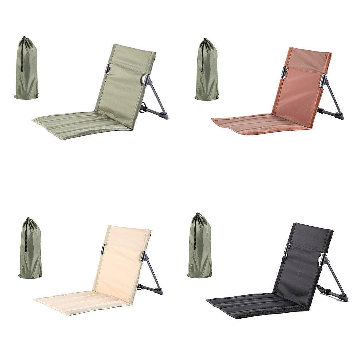 Folding Portable Camping Chair Lightweight Stool with Backrest Outdoor Bench - Green