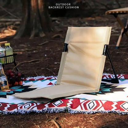 Folding Portable Camping Chair Lightweight Stool with Backrest Outdoor Bench - Green