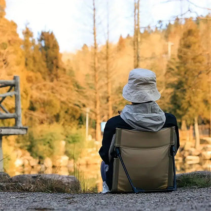 Folding Portable Camping Chair Lightweight Stool with Backrest Outdoor Bench - Green