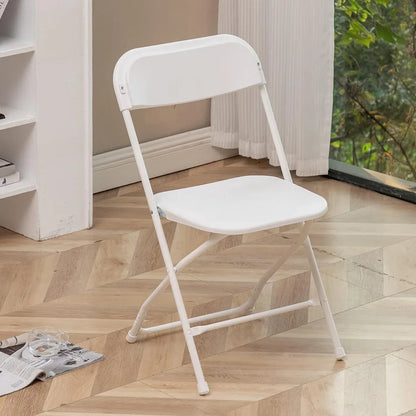 Plastic Folding Chair Office Meeting Chair Staff Training Leisure Chair - White