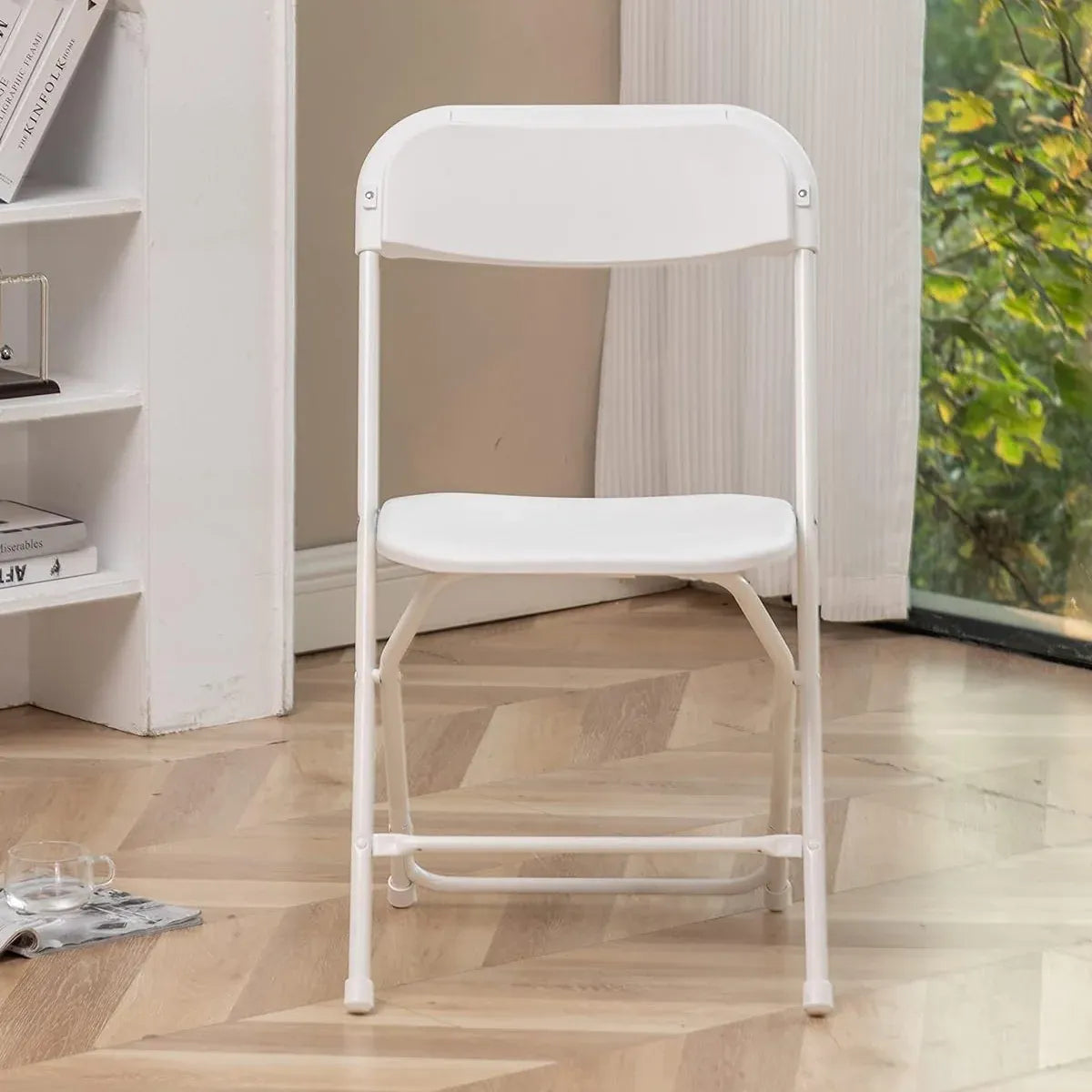 Plastic Folding Chair Office Meeting Chair Staff Training Leisure Chair - White