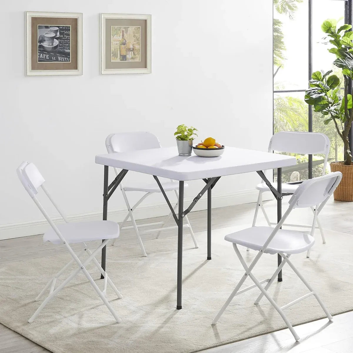 Plastic Folding Chair Office Meeting Chair Staff Training Leisure Chair - White