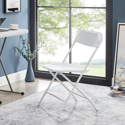 Plastic Folding Chair Office Meeting Chair Staff Training Leisure Chair - White