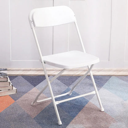 Plastic Folding Chair Office Meeting Chair Staff Training Leisure Chair - White