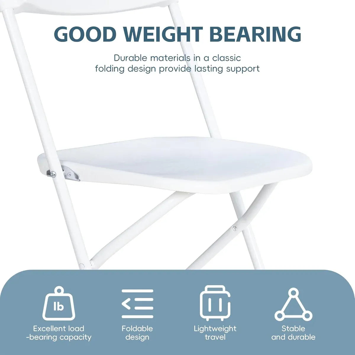 Plastic Folding Chair Office Meeting Chair Staff Training Leisure Chair - White