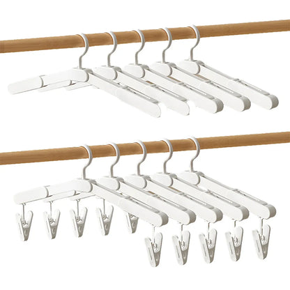 5PCS Portable Foldable Hangers Durable Plastic for Closet Laundry Space Saving - No clothes clip