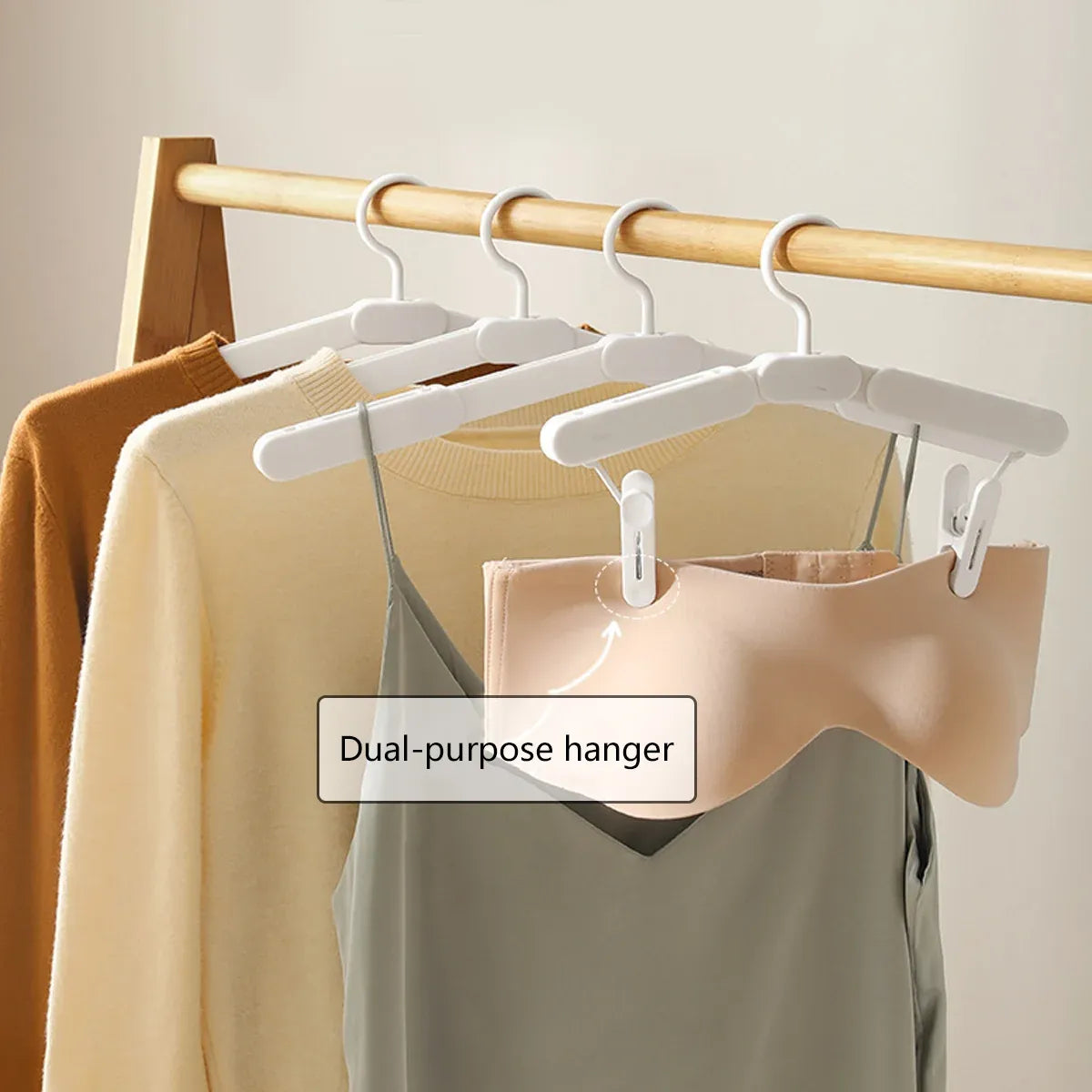5PCS Portable Foldable Hangers Durable Plastic for Closet Laundry Space Saving - No clothes clip