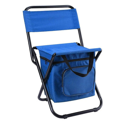 Folding Camping Chair with Storage Bag Lightweight Portable Outdoor Fishing Stool - Blue