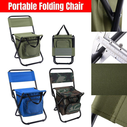 Folding Camping Chair with Storage Bag Lightweight Portable Outdoor Fishing Stool - Blue