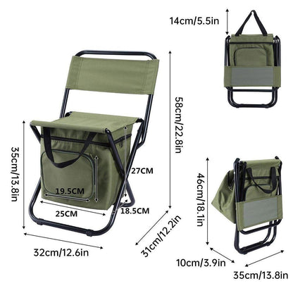 Folding Camping Chair with Storage Bag Lightweight Portable Outdoor Fishing Stool - Blue