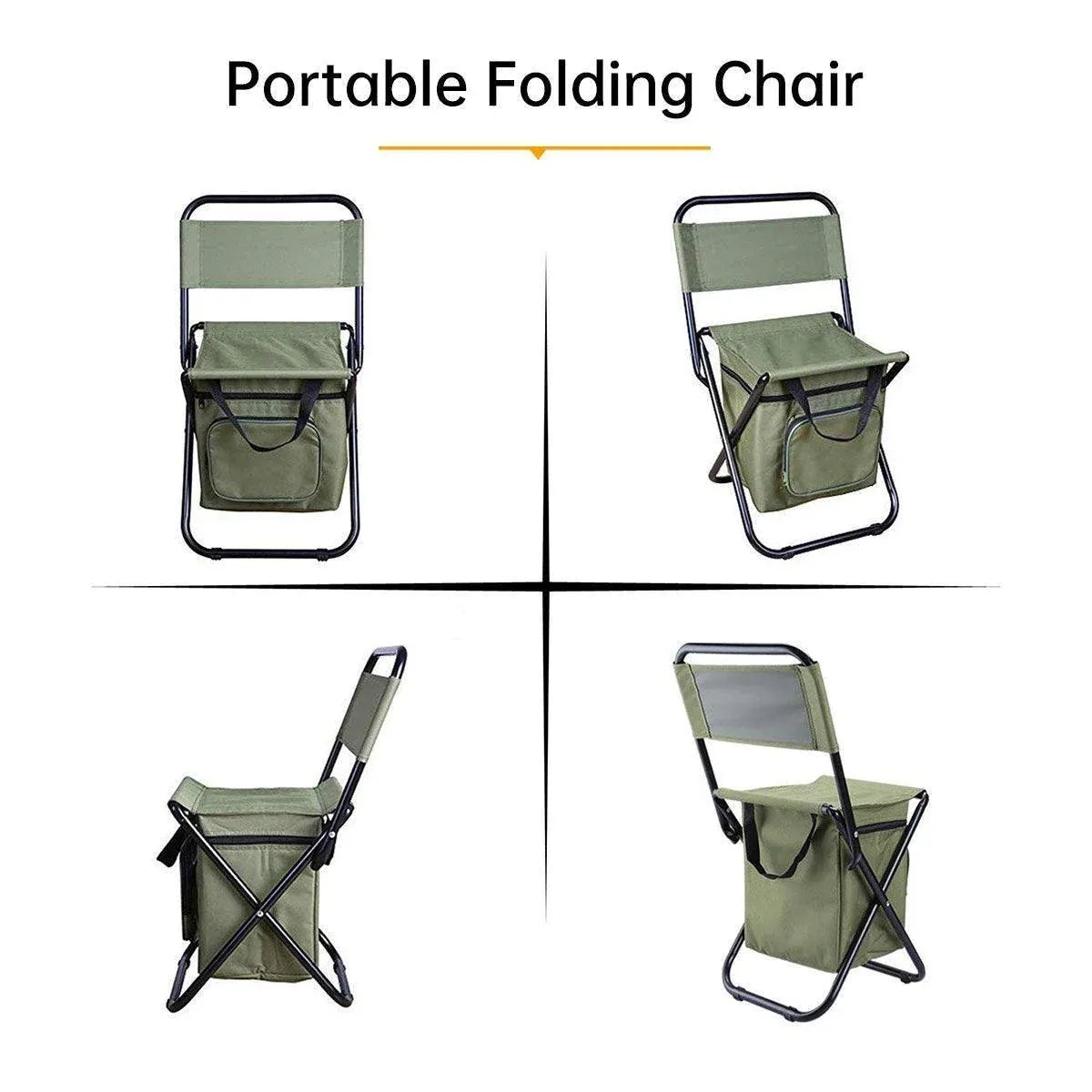 Folding Camping Chair with Storage Bag Lightweight Portable Outdoor Fishing Stool - Blue