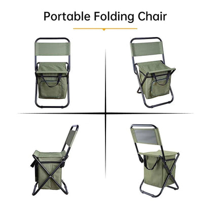 Folding Camping Chair with Storage Bag Lightweight Portable Outdoor Fishing Stool - Blue