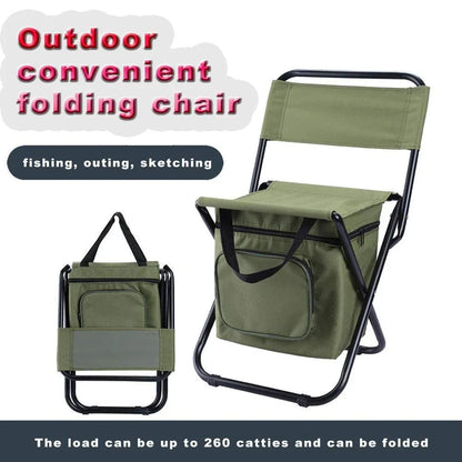 Folding Camping Chair with Storage Bag Lightweight Portable Outdoor Fishing Stool - Blue