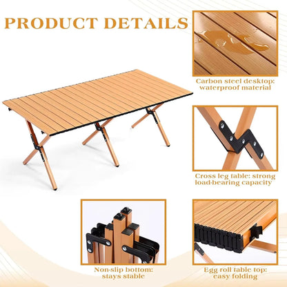 Folding Table Portable Picnic Camping Table Egg Roll Multi Function Outdoor
