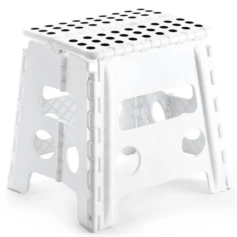Portable Folding Plastic Stool Lightweight Collapsible Chair for Outdoor Travel - White