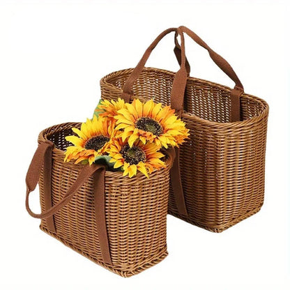 Imitation Rattan Woven Basket Shopping Basket Fruit Vegetable Storage Basket - Small