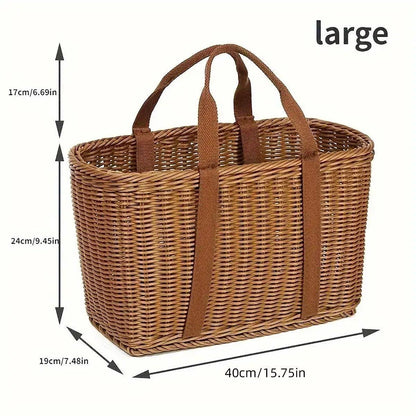 Imitation Rattan Woven Basket Shopping Basket Fruit Vegetable Storage Basket - Small