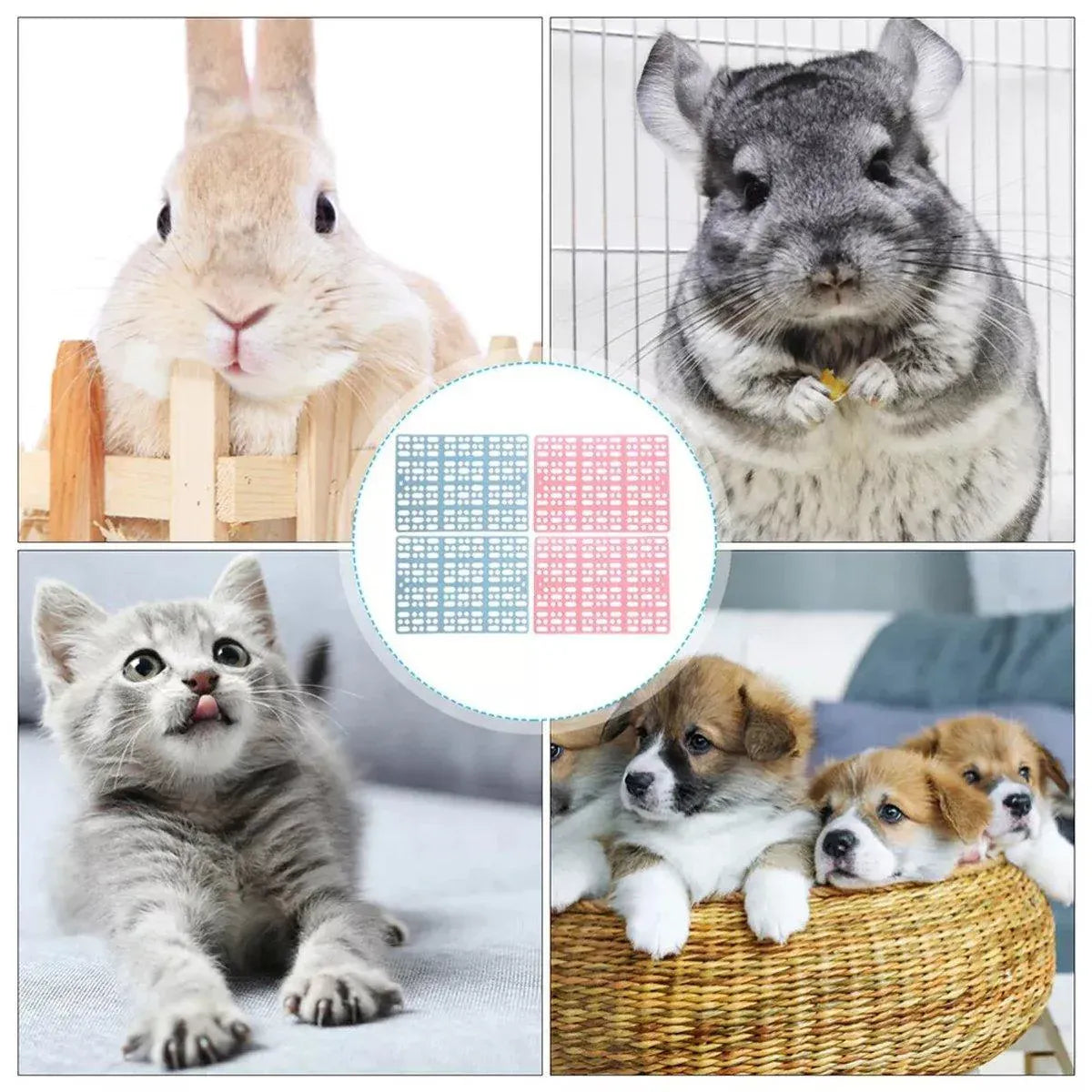 2pcs Rabbit Foot Mat Large Plastic Cage Mat for Guinea Pig Pet Cage Accessories - White