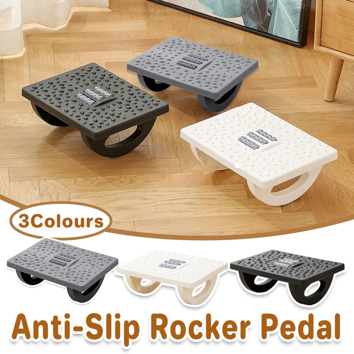Foot Rest Stool Office Computer Desk Footrest Comfort with Massage Point Household - White