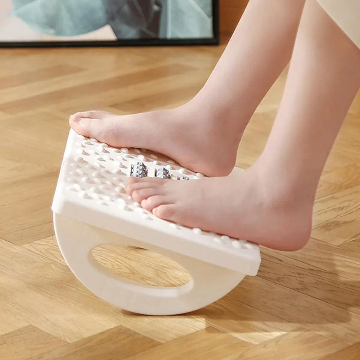 Foot Rest Stool Office Computer Desk Footrest Comfort with Massage Point Household - White
