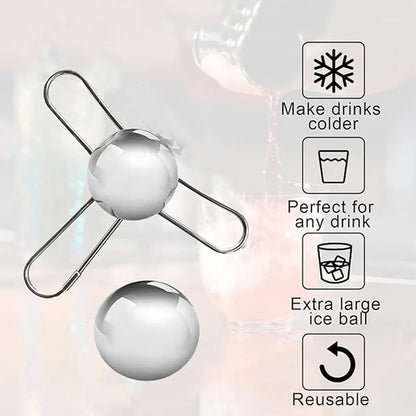 3/4 Forks Stainless Steel Ice Balls Reusable Spherical Whisky Chilling Stones - 4 Forks