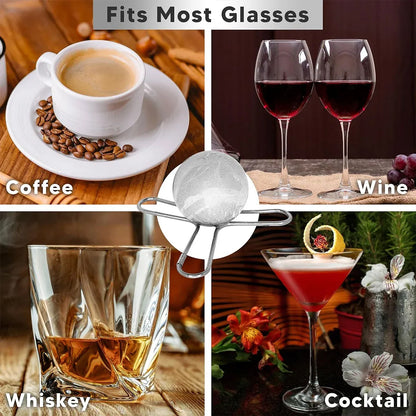 3/4 Forks Stainless Steel Ice Balls Reusable Spherical Whisky Chilling Stones - 4 Forks