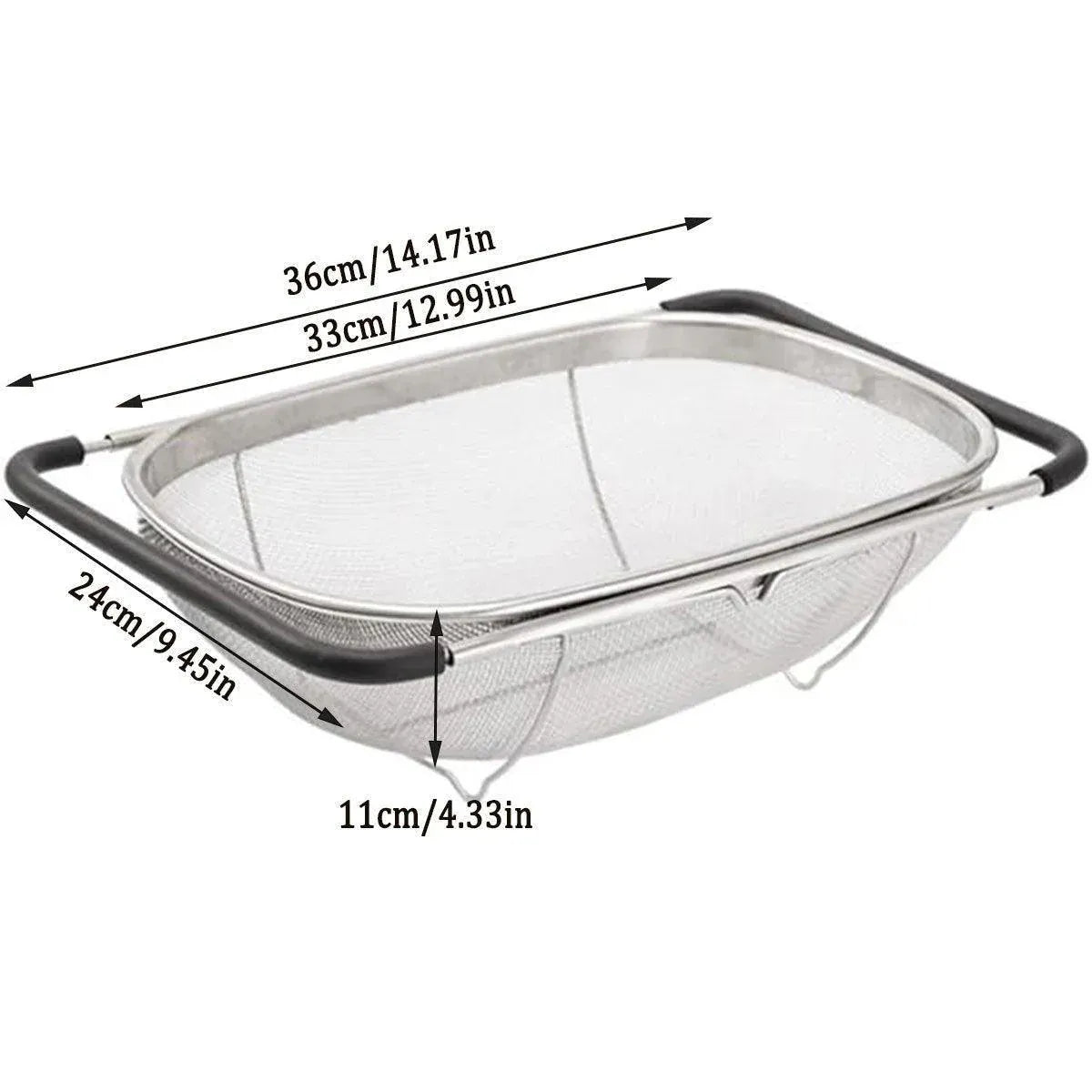 Stainless Steel Telescopic Sink Basket Multi Purpose Fruit Vegetable Strainer