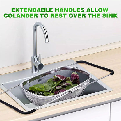 Stainless Steel Telescopic Sink Basket Multi Purpose Fruit Vegetable Strainer