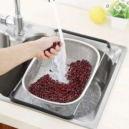 Stainless Steel Telescopic Sink Basket Multi Purpose Fruit Vegetable Strainer