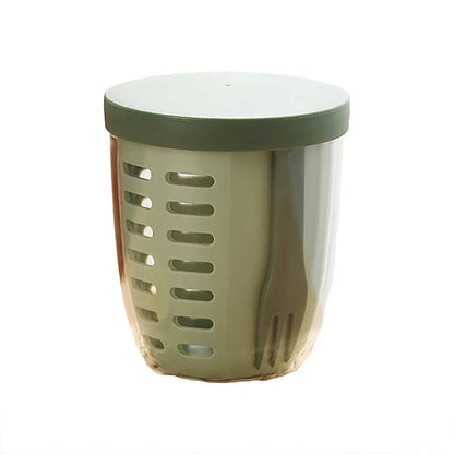 Portable Drainable Fruit Cup Plastic Sealed Cup for Snacks and Travel Use - Green