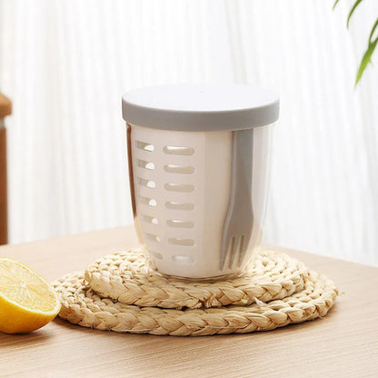 Portable Drainable Fruit Cup Plastic Sealed Cup for Snacks and Travel Use - Green