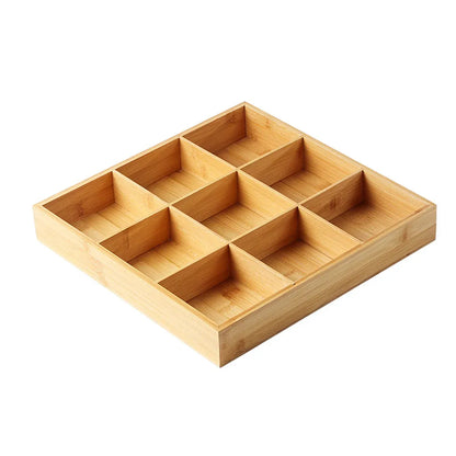 Bamboo Wood 9 Grid Food Plate Serving Tray for Hotel BBQ Hot Pot Home Party