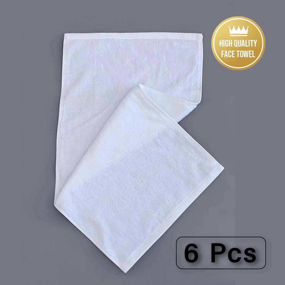 6pcs Absorbent White Bath Towels for Hotel Guesthouse Bathroom Home Use Set - Pearl satin-180g