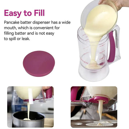Batter Dispenser Measuring Cup Funnel Cake Cupcake Pancake Baking Tool - Black