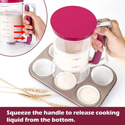 Batter Dispenser Measuring Cup Funnel Cake Cupcake Pancake Baking Tool - Black