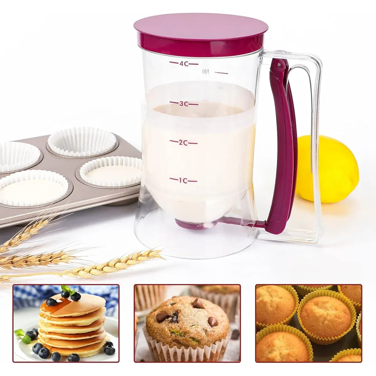 Batter Dispenser Measuring Cup Funnel Cake Cupcake Pancake Baking Tool - Black