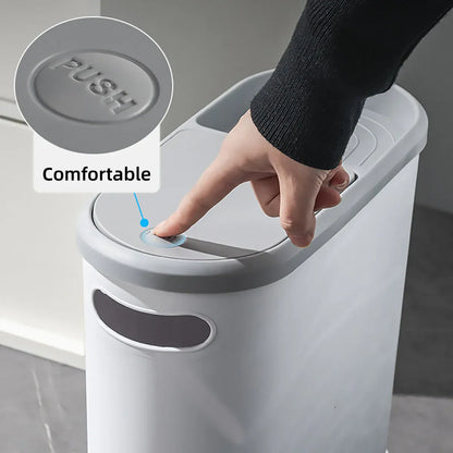 Simple Garbage Can with Lid Household Clamped Plastic Bucket Flip Lid Kitchen