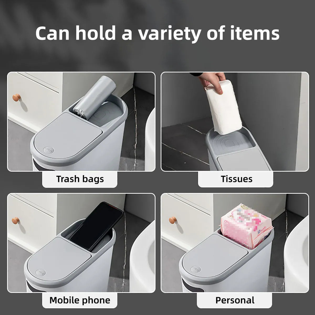 Simple Garbage Can with Lid Household Clamped Plastic Bucket Flip Lid Kitchen
