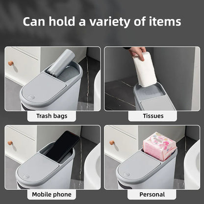 Simple Garbage Can with Lid Household Clamped Plastic Bucket Flip Lid Kitchen