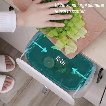 Wall Mounted Hanging Wastebasket with Sliding Lid for Kitchen and Bathroom Use - 7L
