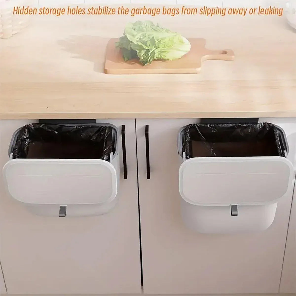 Wall Mounted Hanging Wastebasket with Sliding Lid for Kitchen and Bathroom Use - 7L