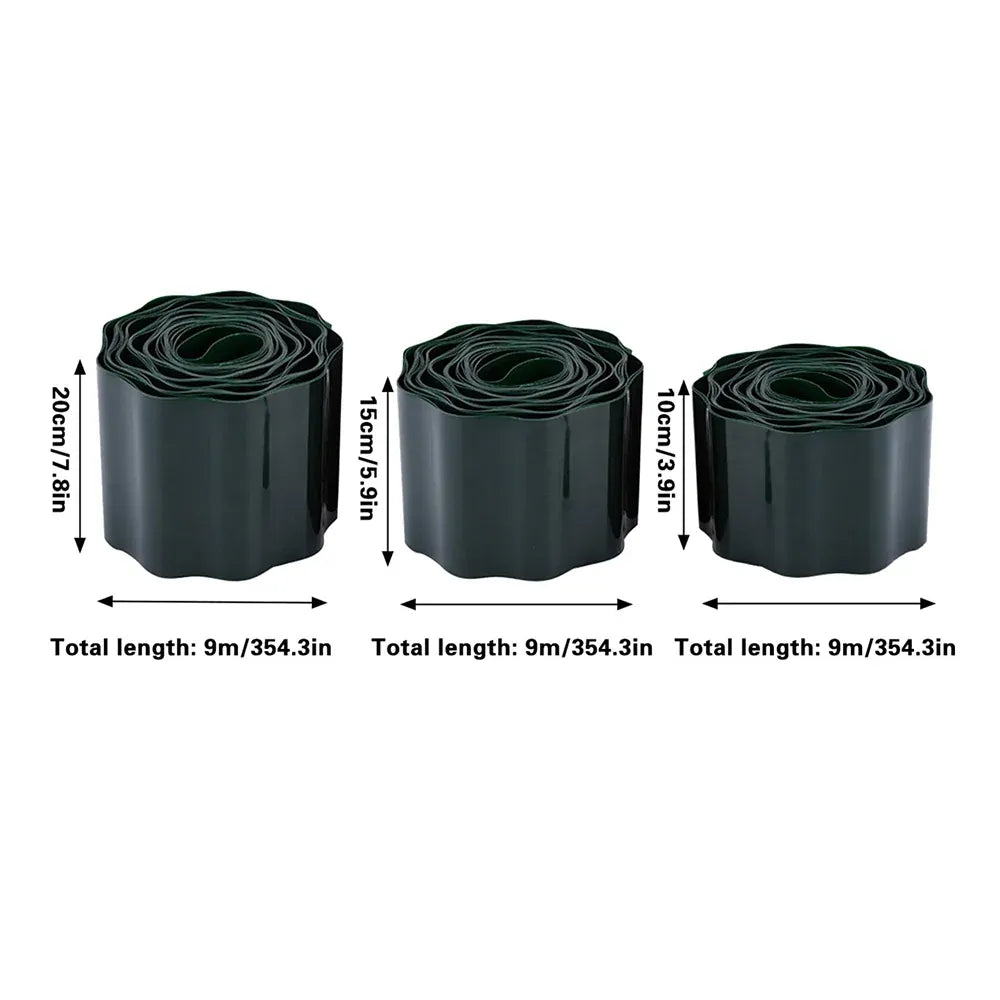 Green Garden Landscape Edging Border Flexible Lawn Fence Roll Outdoor Decor - 10cm