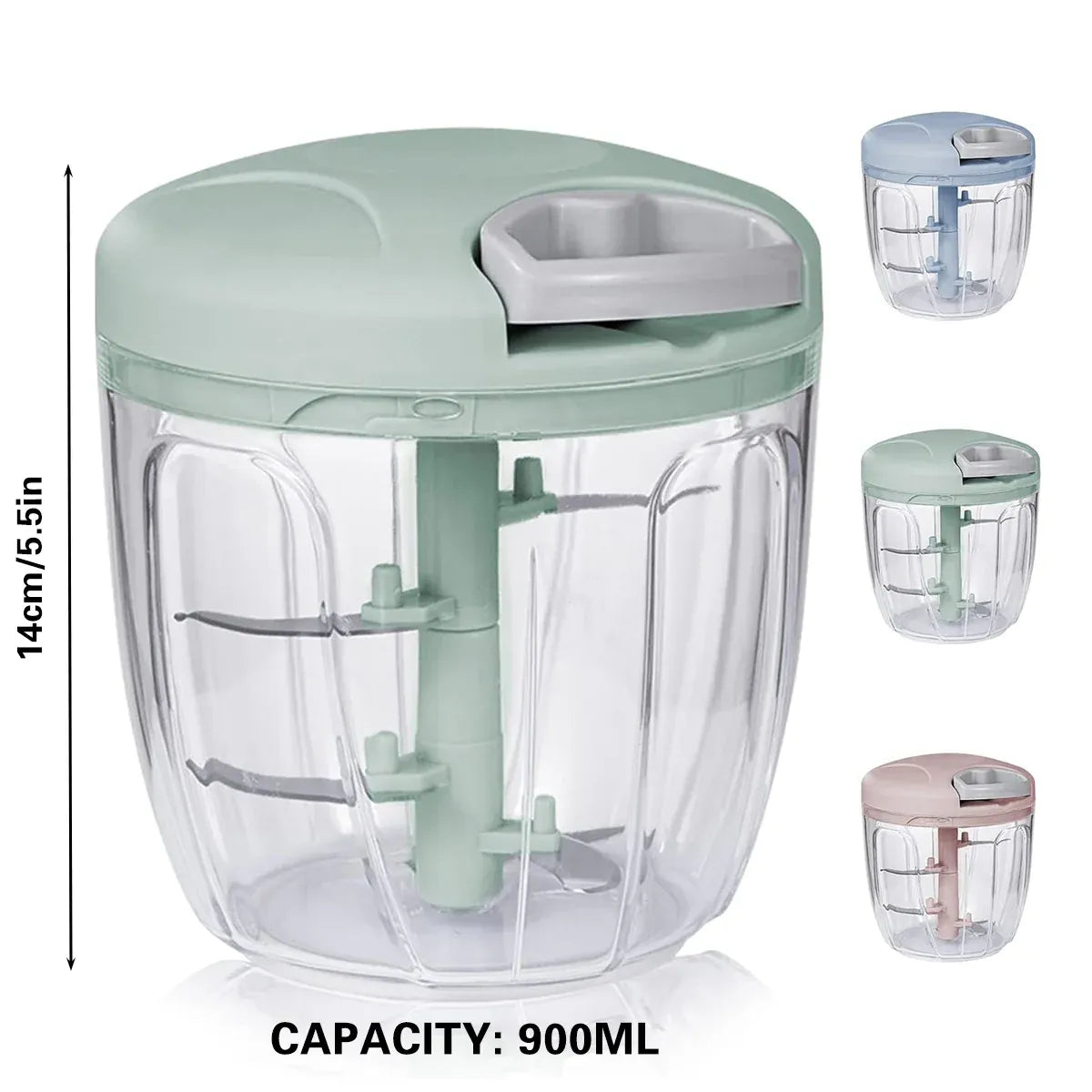 900ml Manual Meat Mincer Garlic Chopper Rotate Garlic Press Crusher Meat Grinder - Green