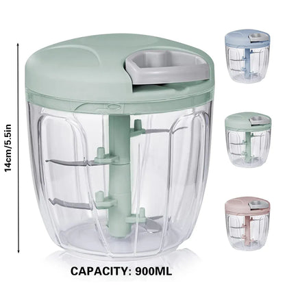 900ml Manual Meat Mincer Garlic Chopper Rotate Garlic Press Crusher Meat Grinder - Green