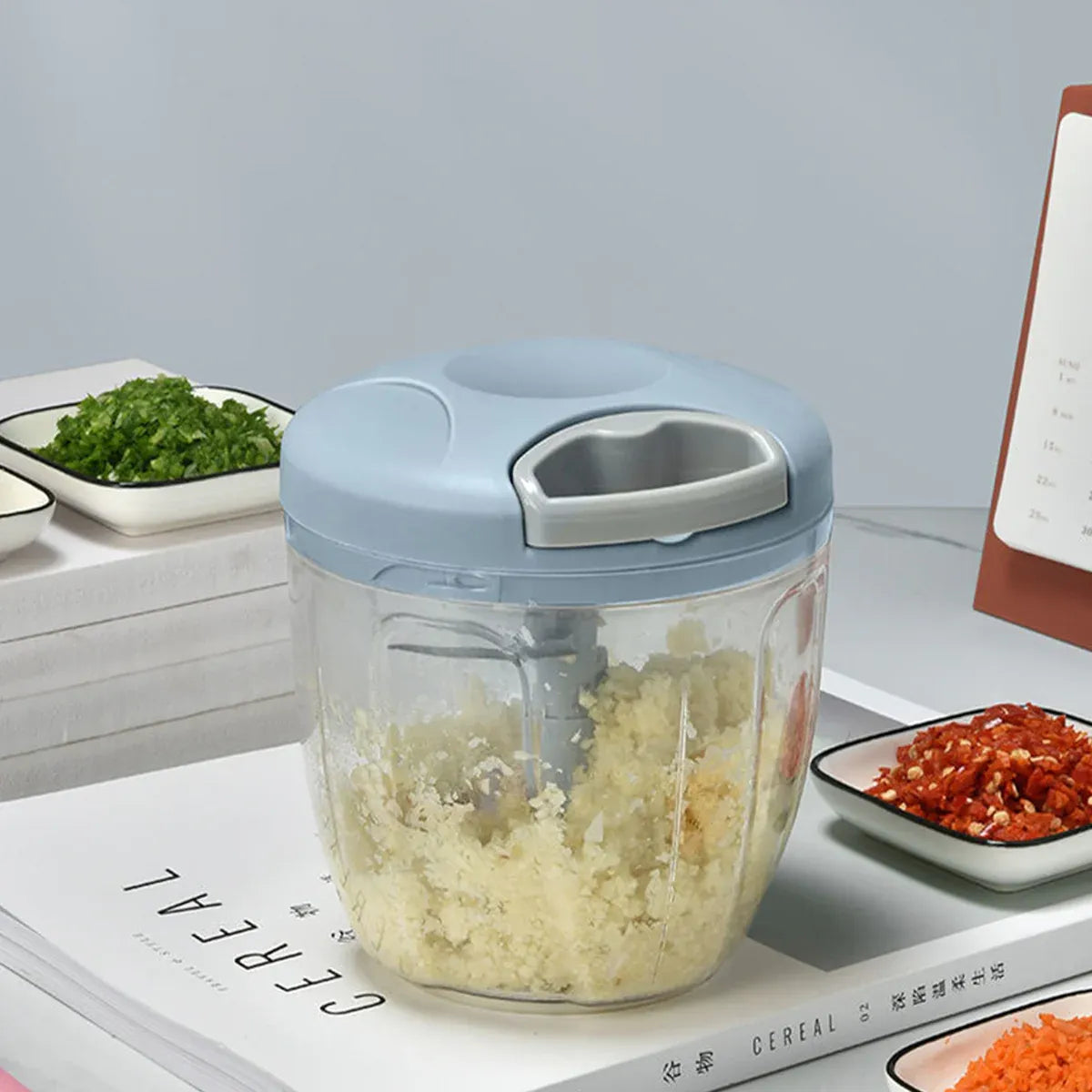 900ml Manual Meat Mincer Garlic Chopper Rotate Garlic Press Crusher Meat Grinder - Green